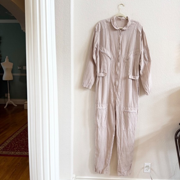 Matteo Los Angeles Linen Flight Suit Jumpsuit XS Dusty Rose Utility Boiler Suit - Picture 2 of 16